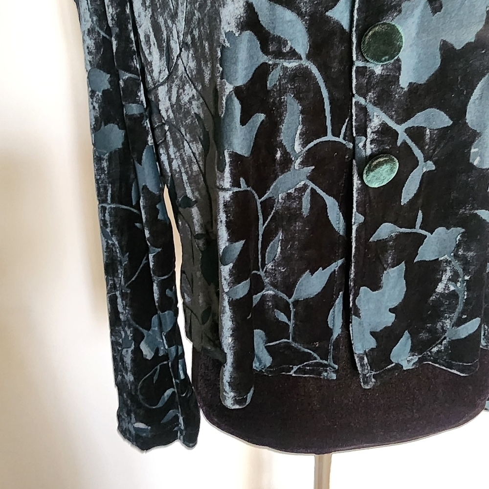 Vintage Rabbit Rabbit Rabbit Velvet Devoré Top Green Whimsygoth Size 14 - Picture 10 of 15